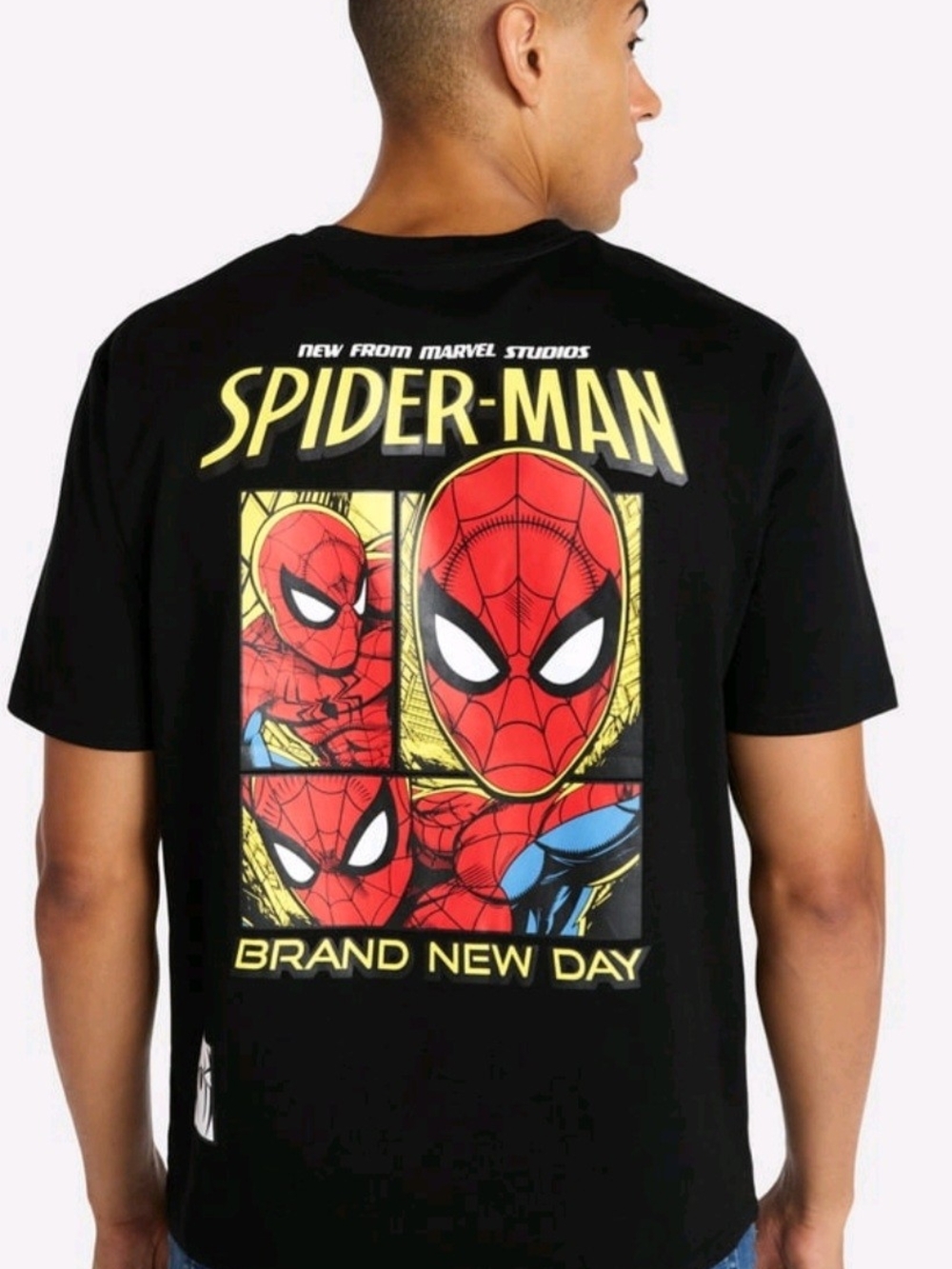 Marvel Spider-Man Black Tee with Red & Yellow Graphic